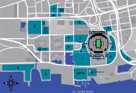 Our interactive TIAA Bank Field seating chart gives fans detailed information on sections,. . Tiaa bank field parking map